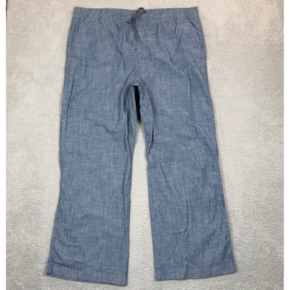 LL Bean Favorite Fit Blue Chambray Pull On Pants 20W Regular 517253 Cotton Blend